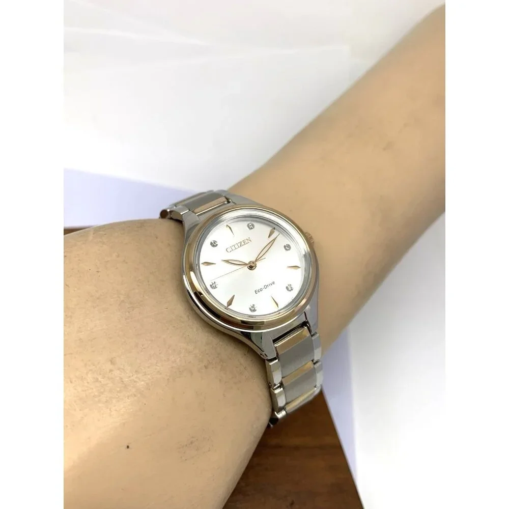 Citizen Women's Watch FE2106-54A Eco Drive Diamond Accent Dial Two Tone Steel
